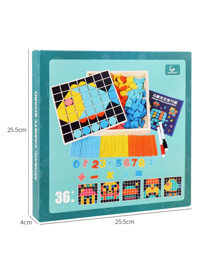 Children's Intelligence Development Creative Mosaic Changeable Jigsaw Puzzle Puzzle Drawing Board Multifunctional Mathematics Learning Box-Color:Mosaic Jigsaw Puzzle - Image 1